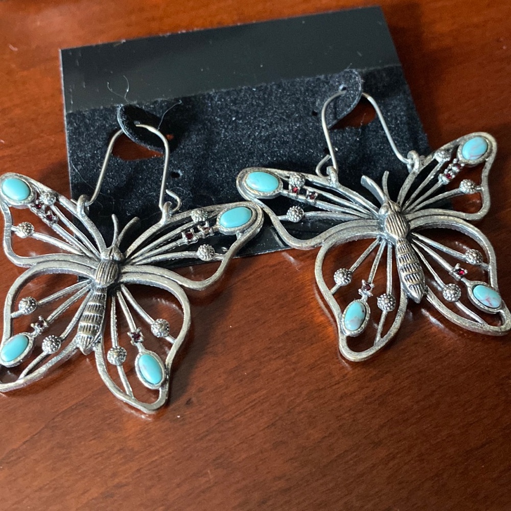 Turquoise Butterfly Earrings, for pierced ears, Beautiful
